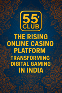55 Club login page with mobile app and lottery features displayed on screen
